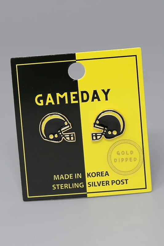 Two-Toned Football Helmet Stud Earring