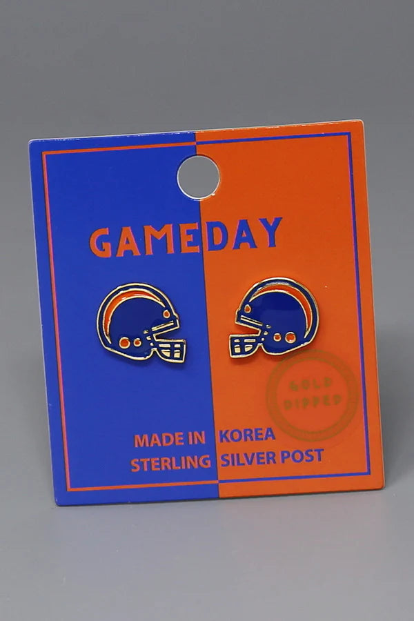 Two-Toned Football Helmet Stud Earring