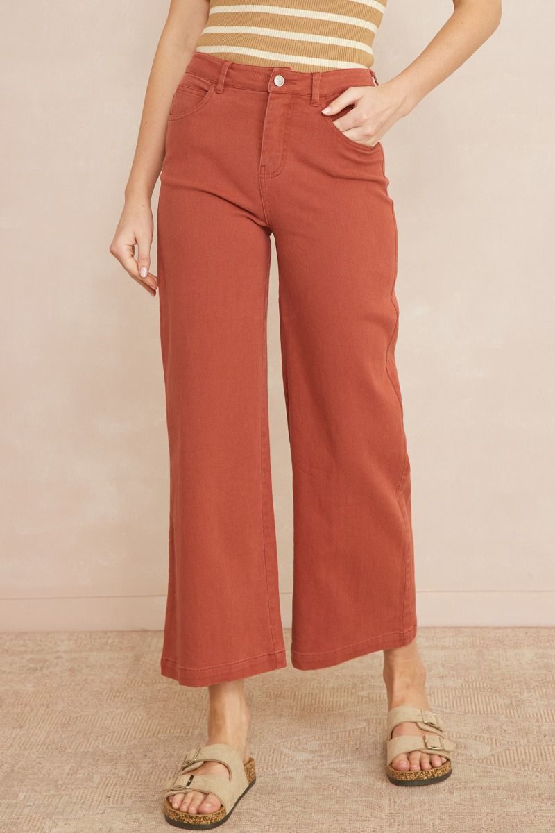 High Rise Acid Washed Wide Leg Pants