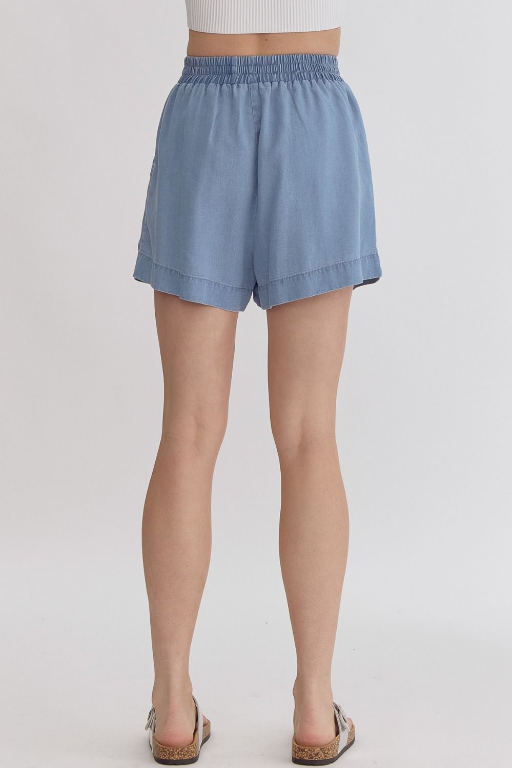 Tencel Side Pocket Elastic High Waist Short