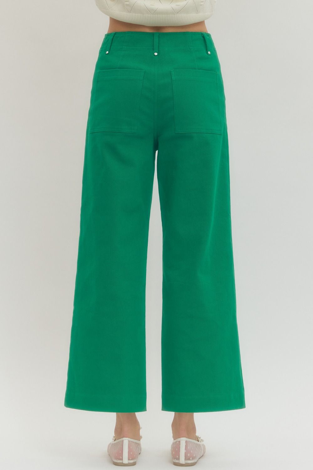 High Rise Front Seam Wide Leg Pant