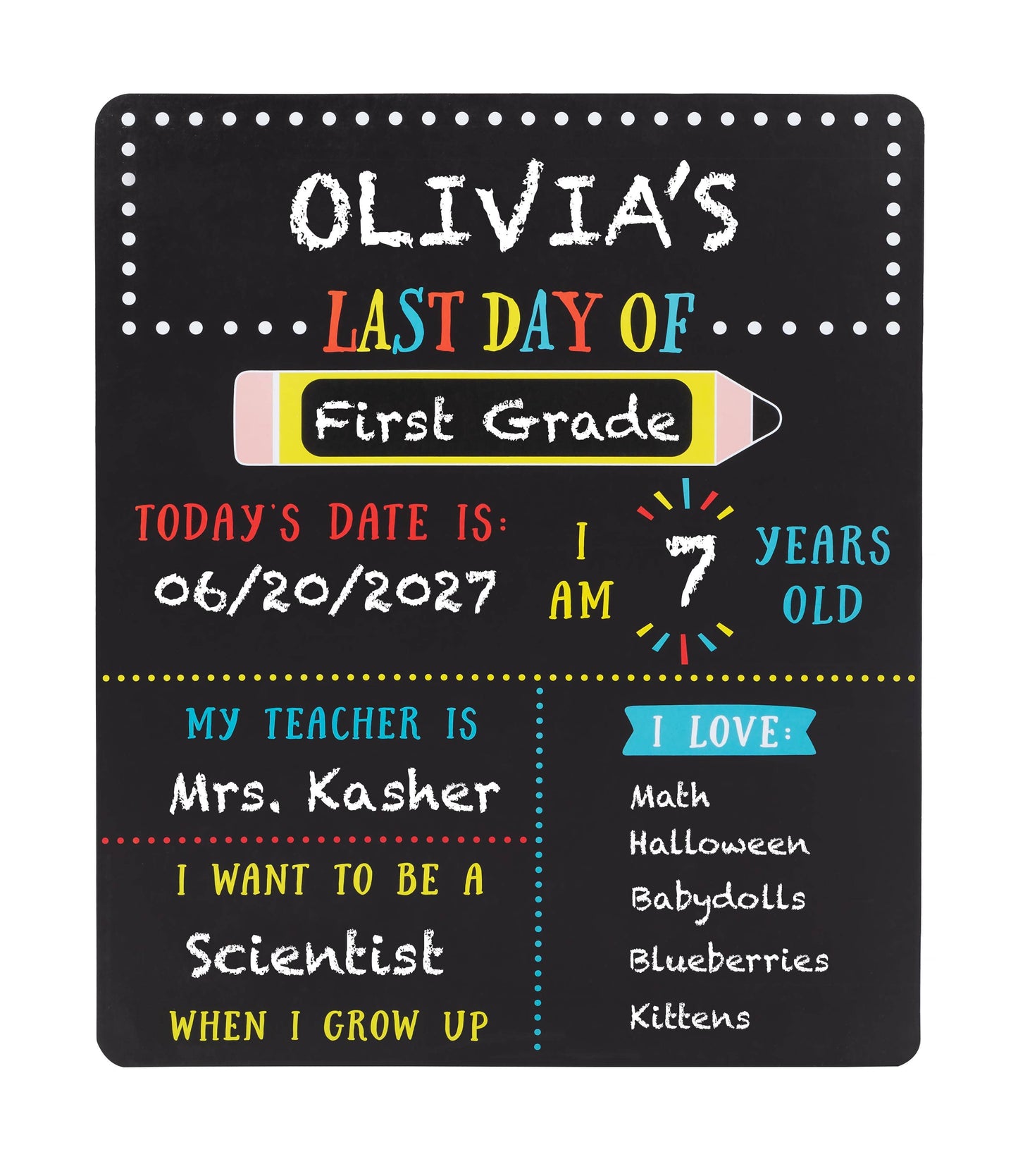 First Day and Last Day of School Reversible Chalkboard