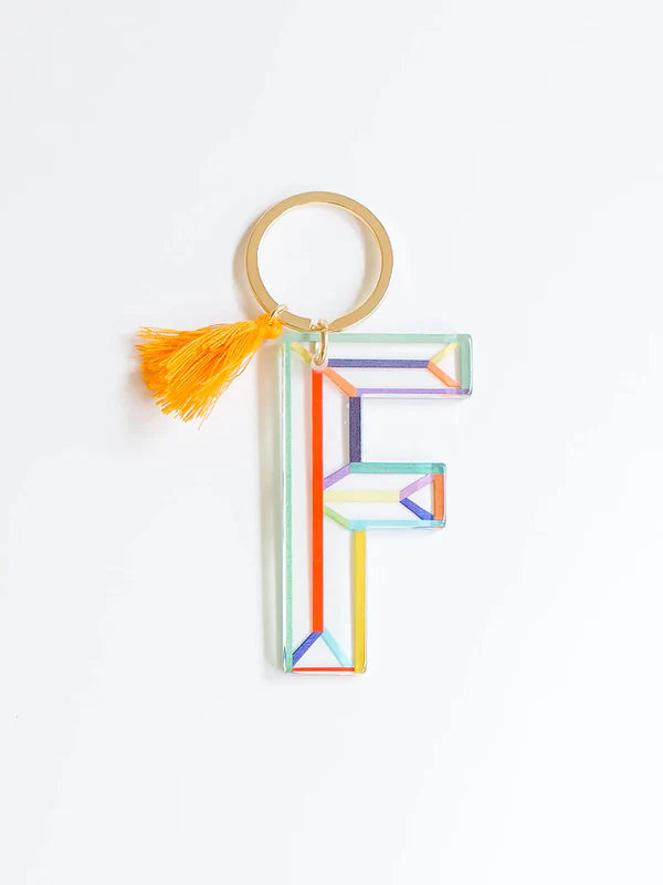 Colorful Stripe Initial Keychain