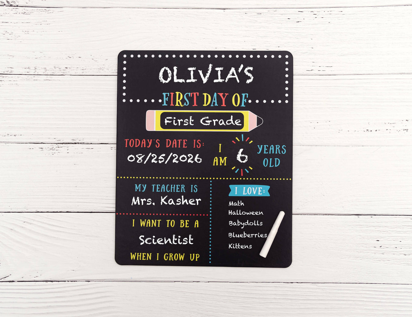First Day and Last Day of School Reversible Chalkboard