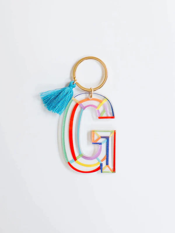 Colorful Stripe Initial Keychain