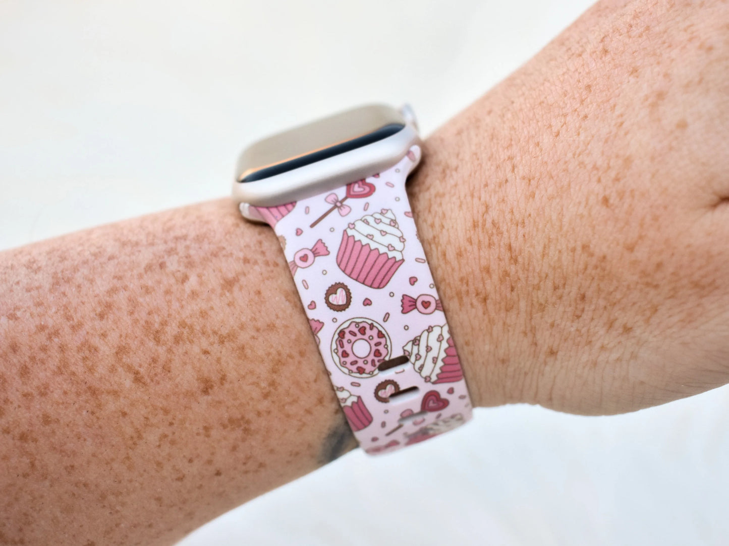 Valentine Sweets Printed Silicone Watch Band - Pink