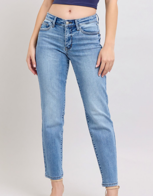 Medium Rise Vintage Slim Denim w/Cell Phone Pocket