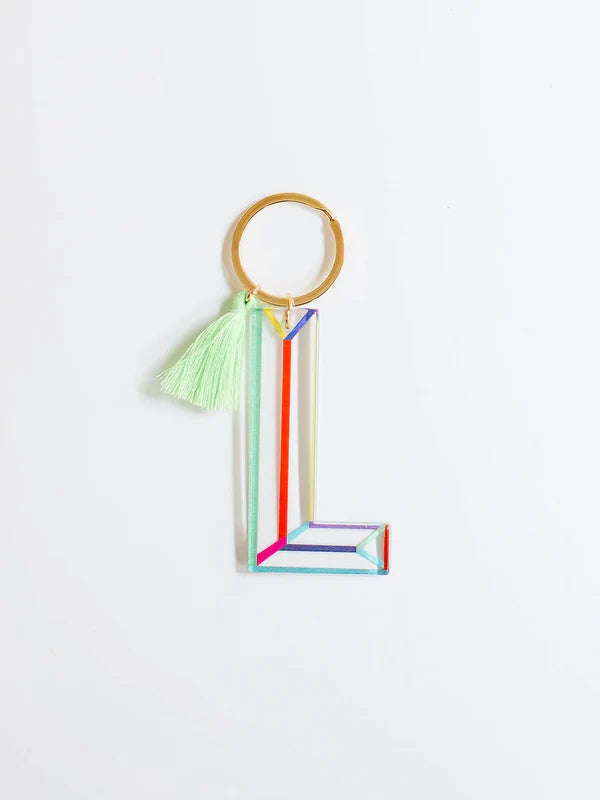 Colorful Stripe Initial Keychain