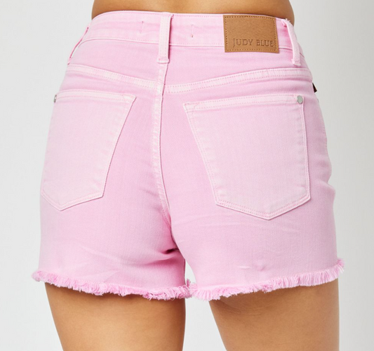 Garment Dyed Fray Hem Shorts-Lt. Pink