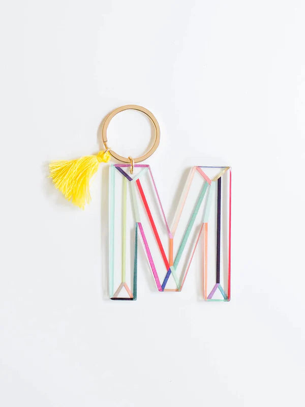 Colorful Stripe Initial Keychain