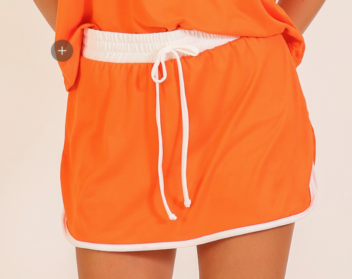 Solid Contrast Trim Knit Skort