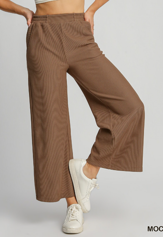Ribbed Elastic Waist Pant