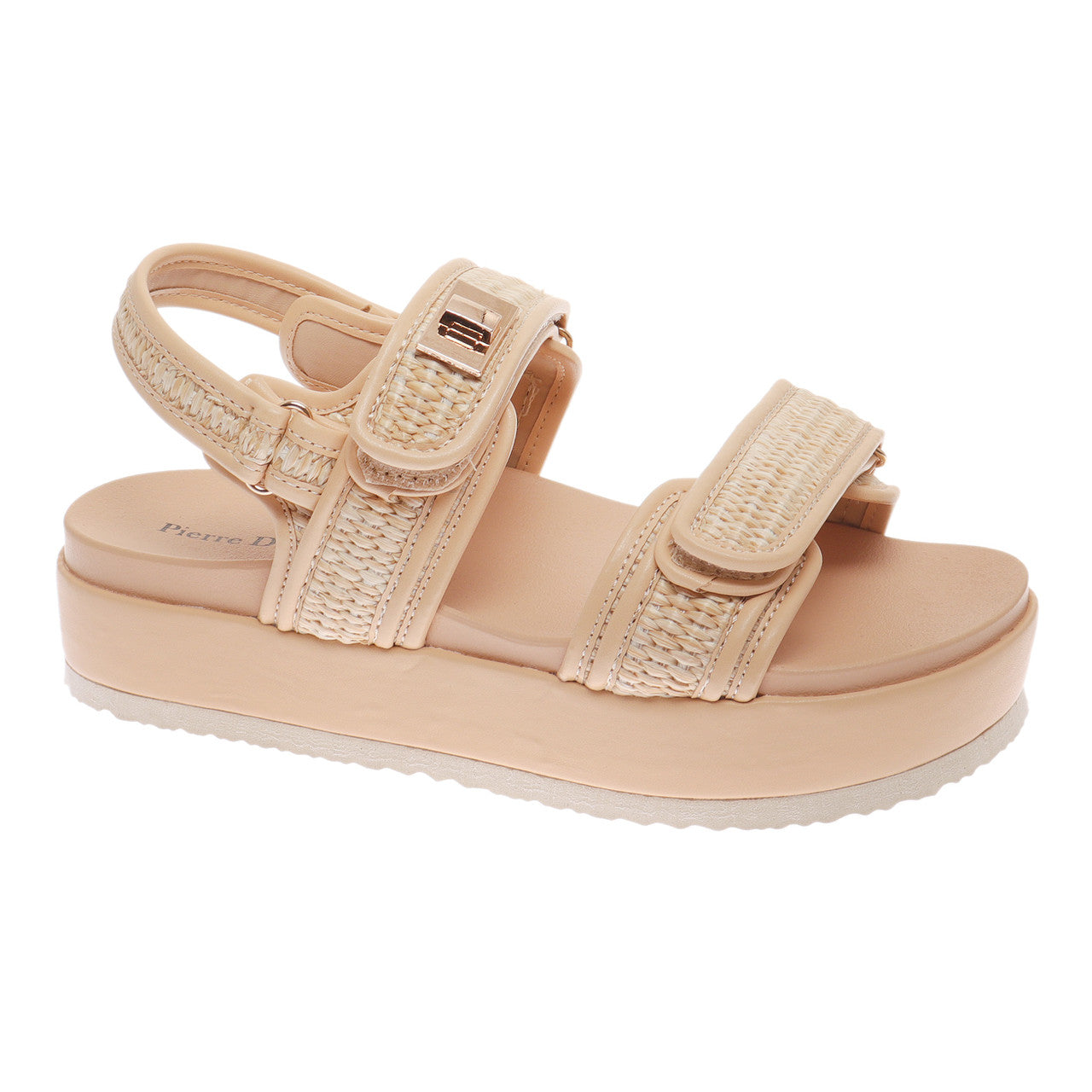 Rattan Double Strap Platform Sandal-Natural