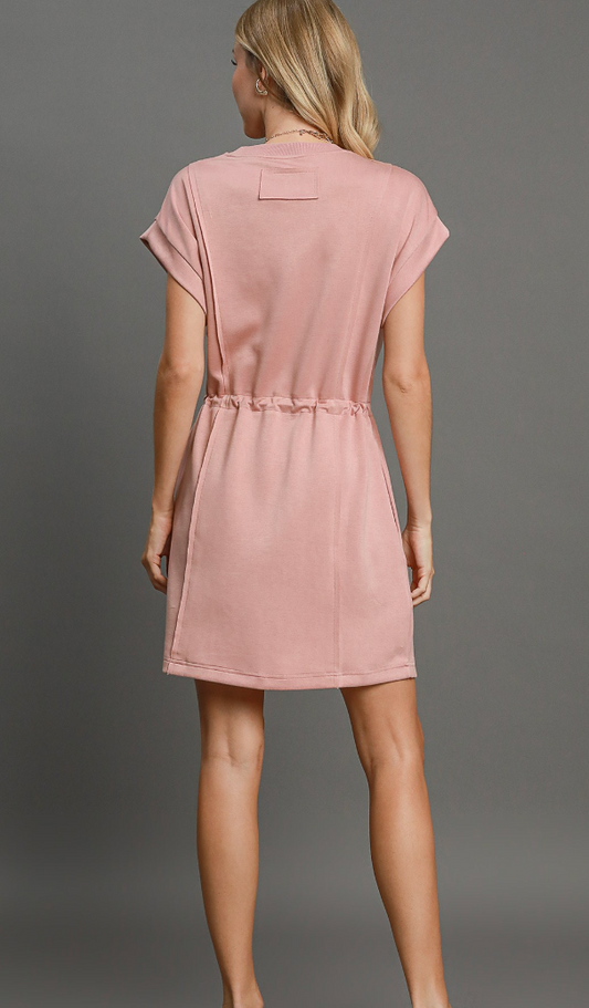 Lux Knit Pleated Tie Waist Dress