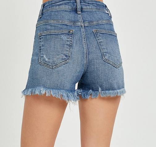 High Rise Slit Raw Edge Short - Medium