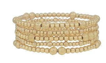 Textured Gold Ball Bead Bracelet Set