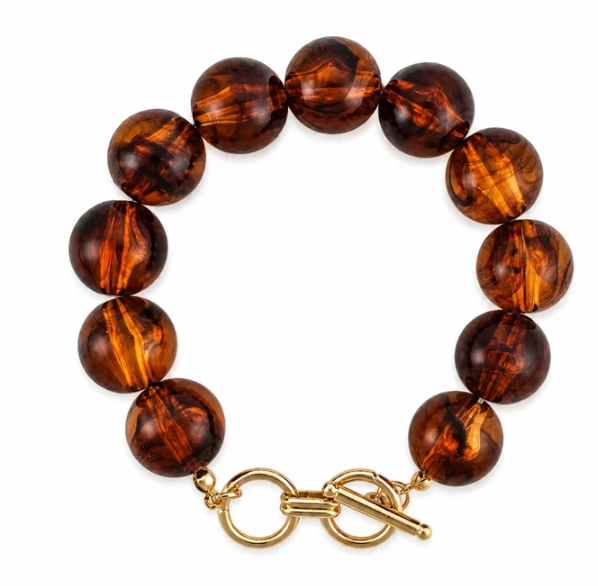 Chunky Bead Gold Toggle Bracelet