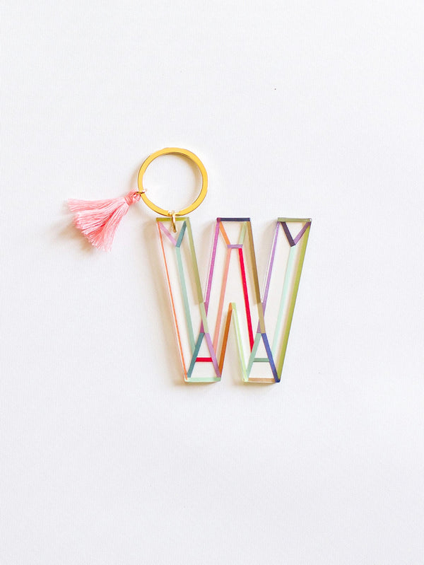 Colorful Stripe Initial Keychain
