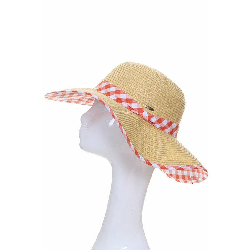Gingham Straw Hat