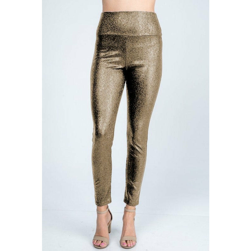 Faux Leather Foiled Legging
