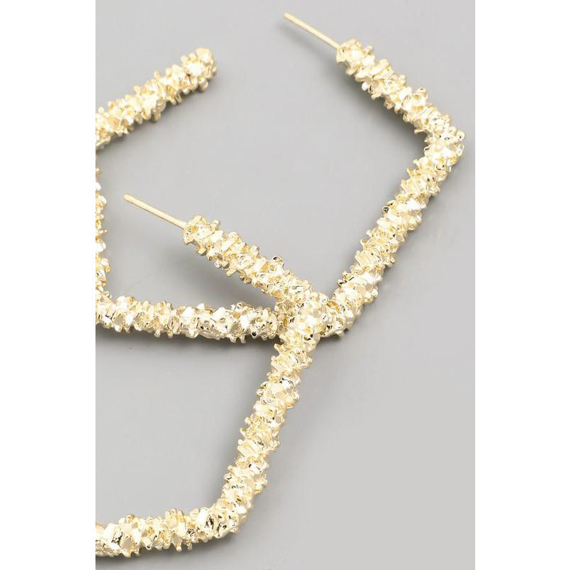 Textured Geometric Hoop Earring