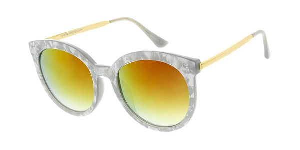 Large Round Pearlized Frame Sunglasses