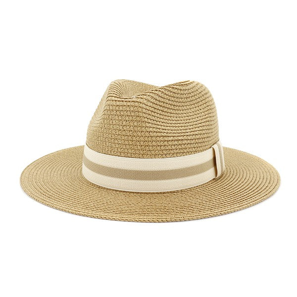 Straw Striped Banded Panama Hat