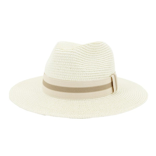 Straw Striped Banded Panama Hat