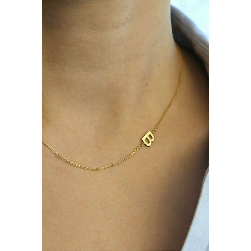 Dainty Sideways Initial Necklace