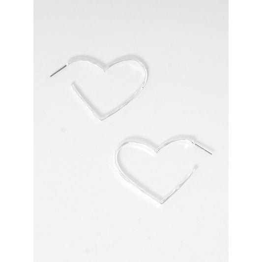 Hammered Metal Heart Hoop Earring