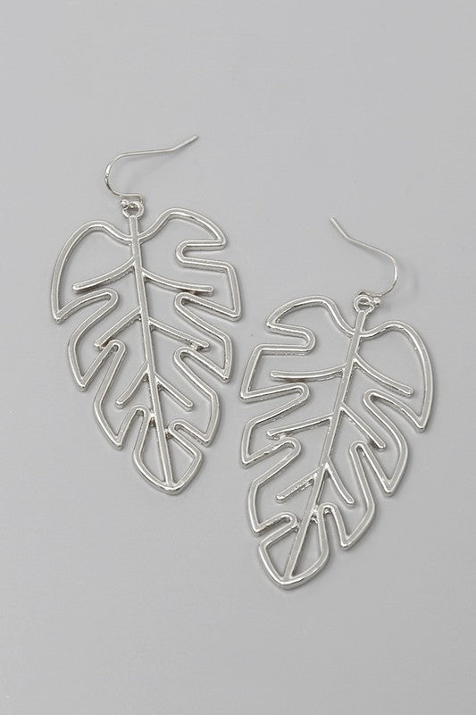 Cut Out Metal Monstera Earring