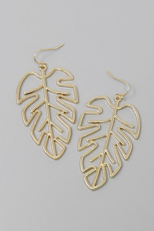 Cut Out Metal Monstera Earring