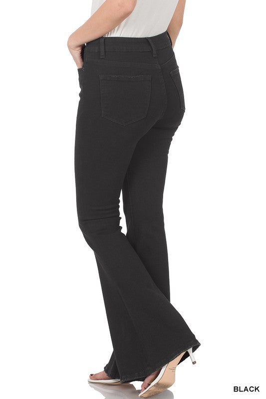 High Rise Super Flare Denim-Black