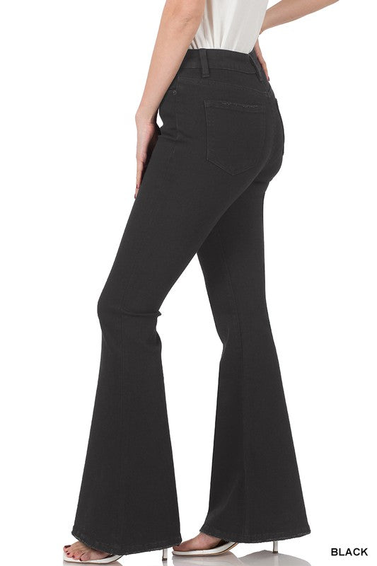 High Rise Super Flare Denim-Black