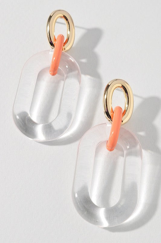 Clear & Colorful Chain Link Earring