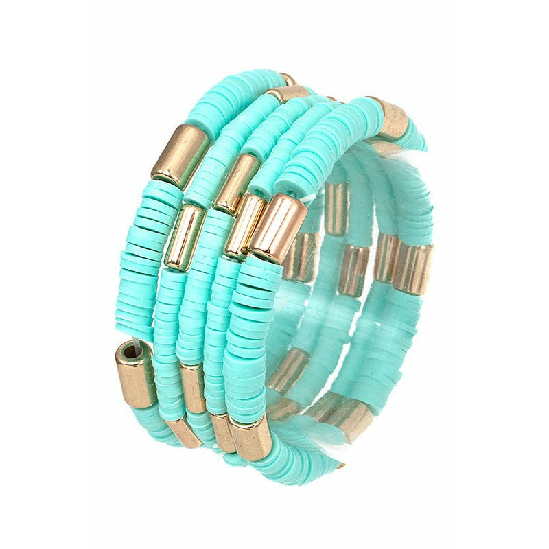 Rubber Disk & Gold Nugget Bracelet Set