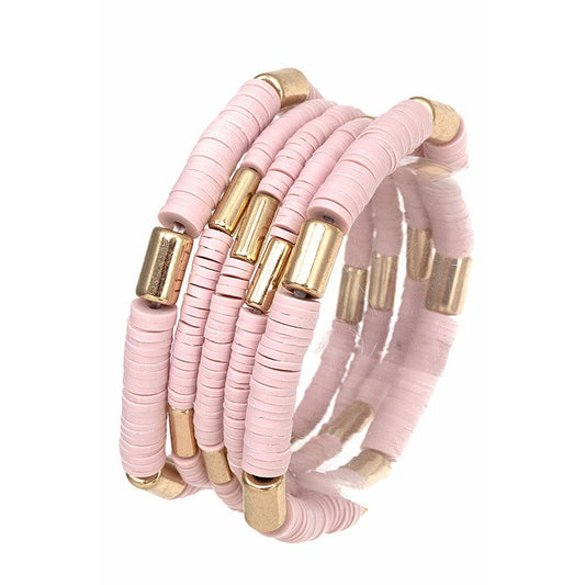 Rubber Disk & Gold Nugget Bracelet Set