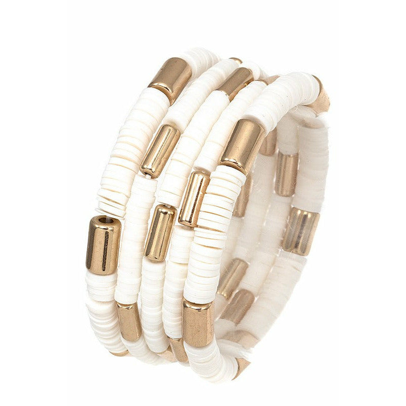 Rubber Disk & Gold Nugget Bracelet Set