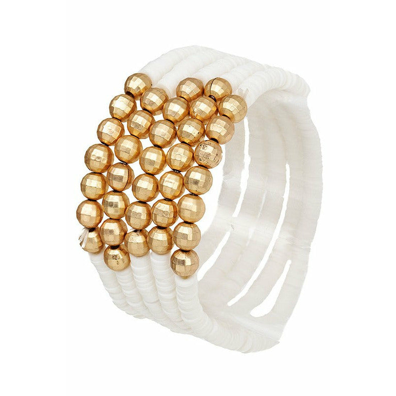 Rubber Disk & Gold Beaded Bracelet Set