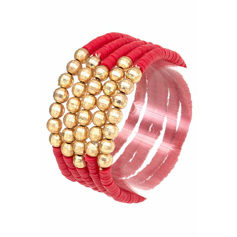 Rubber Disk & Gold Beaded Bracelet Set