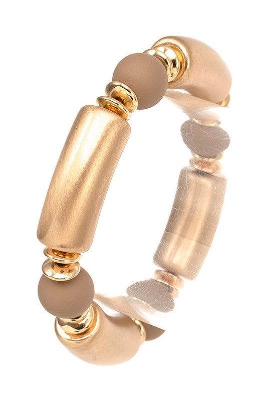Coated Ball & Gold Bar Stretch Bracelet