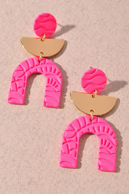 U-Shaped Colorful Drop Geo Earring