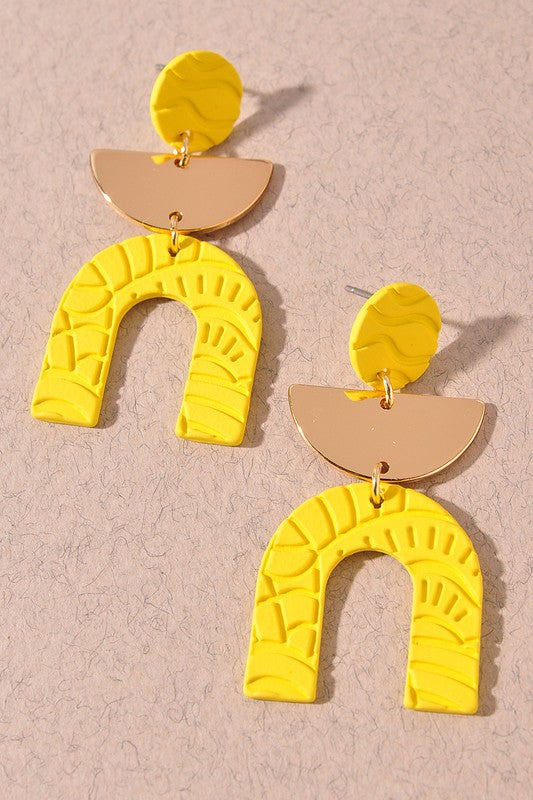 U-Shaped Colorful Drop Geo Earring
