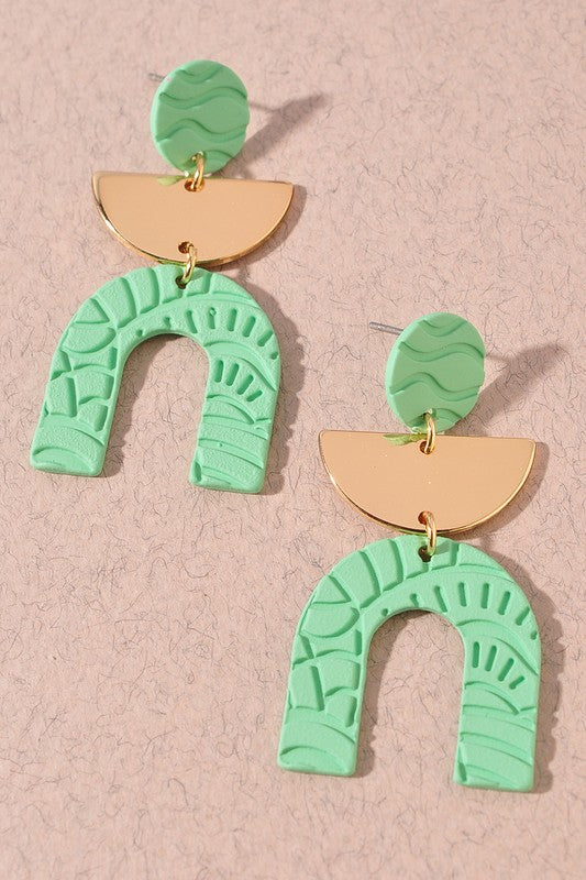U-Shaped Colorful Drop Geo Earring