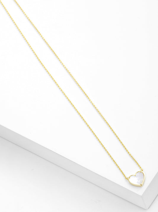 Mama Reversible Mother of Pearl Heart Necklace