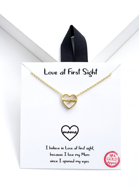 Mama Reversible Mother of Pearl Heart Necklace