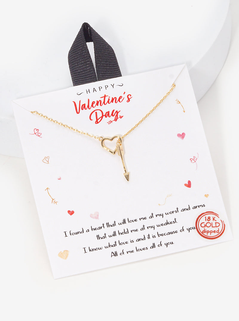 Metal Arrow Through Heart Necklace
