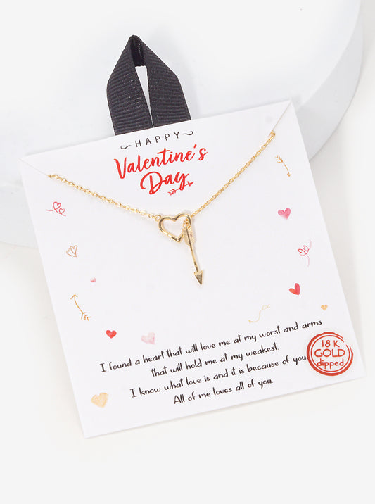 Metal Arrow Through Heart Necklace
