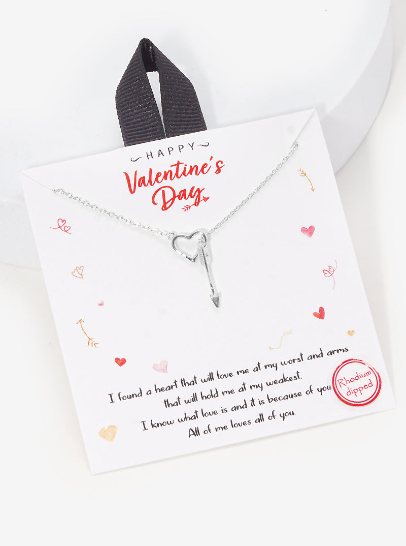 Metal Arrow Through Heart Necklace