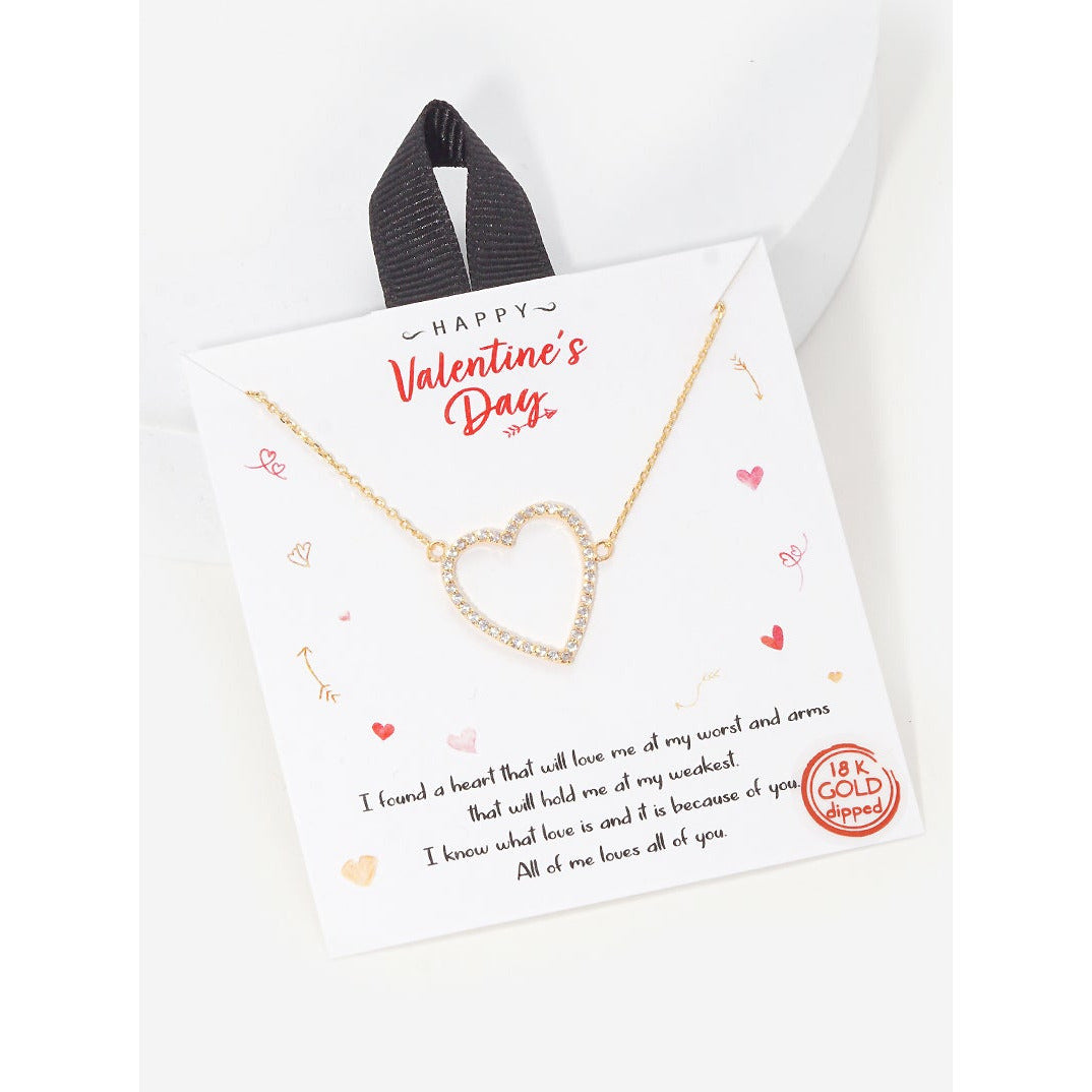 Cubic Zirconia Open Heart Necklace